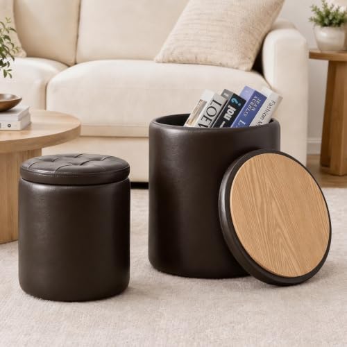 Set of 2 Storage Ottoman, Space Saving Ottoman by OAKVIVOElegantLifestyle