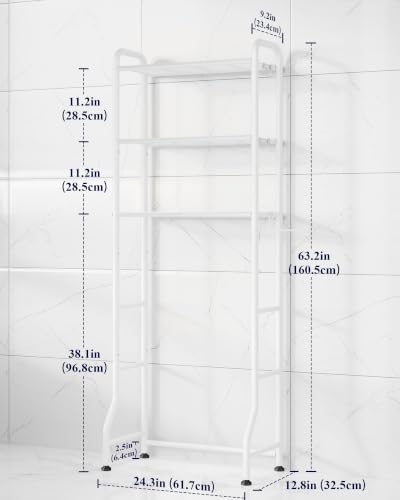 Kitsure Over Toilet Storage Rack, 63.2" H Space-Saving, Holder & Hooks - Image 2