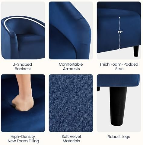 Yaheetech Compact Velvet Accent Chairs Set of 2 - Image 6