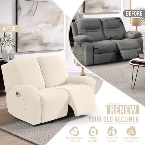 TAOCOCO Oversized Stretch Loveseat Recliner Covers 6 Piece - Image 6