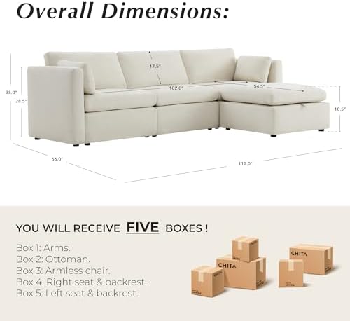 CHITA 112" Modular Sectional Sofa, 4 Seat Modular Couch - Image 2