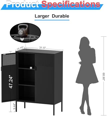 Washsemba 2 Mesh Door Metal Storage Cabinet - Image 2