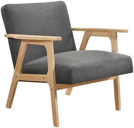 Lexicon Mid Century Modern Accent Chair, Natural Solid Wood Frame, Dark Gray - Image 6
