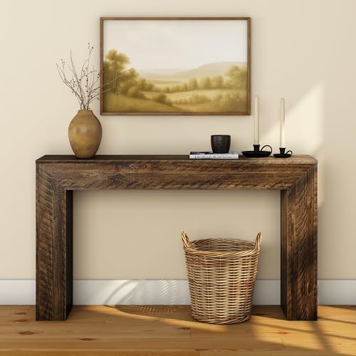 Plank+Beam Camden Console Table, 56 Inch, Rustic Barnwood Brown - Image 3