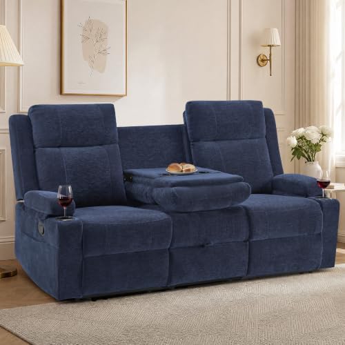 GUEAPY Reclining Sofa for Living Room, Flip-Down Center Backrest, 4 Cup Holders by GUEAPY
