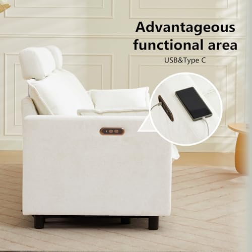 GUEAPY Power Reclining Sofa Loveseat Cloud Couch-Oversized Cream Reclining - Image 6