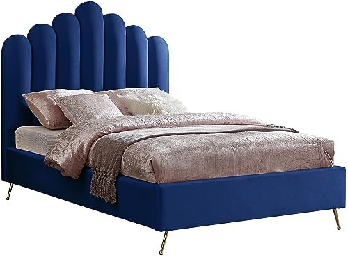 Meridian Furniture Lily Collection Modern | Contemporary Velvet Upholstered Bed by Unknown
