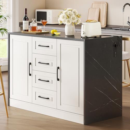 ONBRILL Kitchen Island with 2 Storage Cabinets & 4 Drawers by ONBRILL