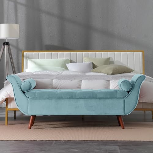 Velvet Storage Bench for Bedroom End of Bed - Image 5