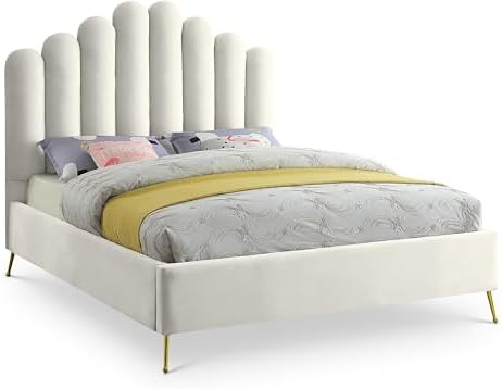 Meridian Furniture Lily Collection Modern | Contemporary Velvet Upholstered Bed by Unknown