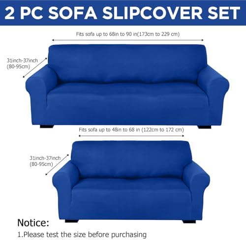 Peryiter 2 Pcs Couch and Loveseat Sofa Covers, Milk Silk - Image 2