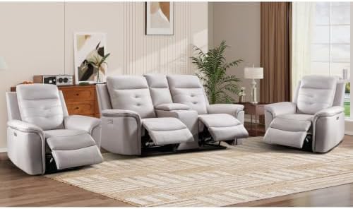 EBELLO Power Recliner Sofa Set, Faux Leather 2 Adjustable Single Recliner - Image 7