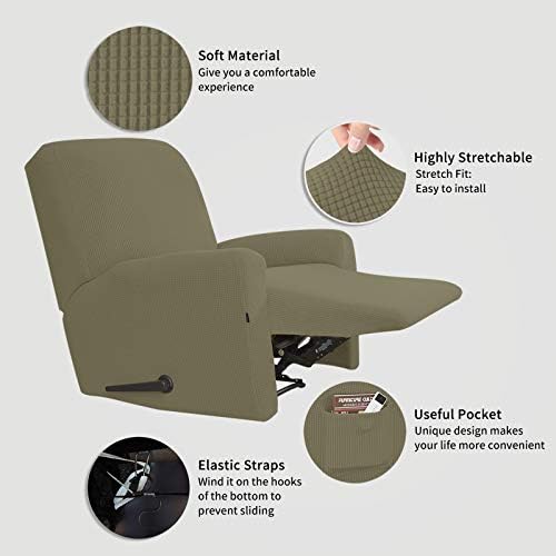 Easy-Going Stretch Recliner Chair Sofa Slipcover Washable Khaki - Image 3