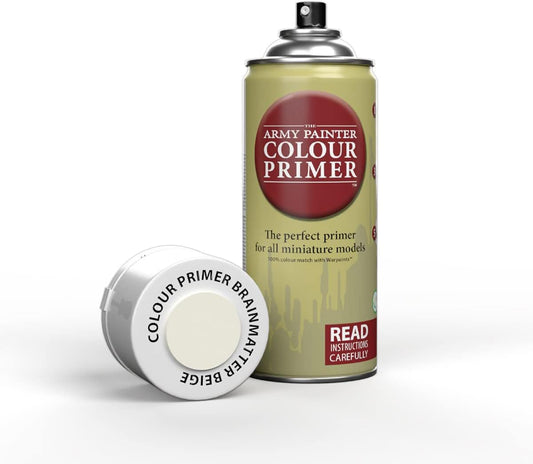 The Army Painter Colour Primer Brainmatter Beige, 400 mL Acrylic Spray Primer, Spray Paint for Miniature Priming Basecoat, Tabletop Roleplaying, Boardgames, and Wargames Miniature Modelling