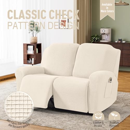 TAOCOCO Oversized Stretch Loveseat Recliner Covers 6 Piece - Image 2