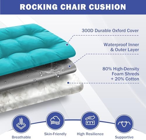 IPYNBAP Rocking Chair Cushion, Waterproof and Fade-Resistant Patio Chair - Image 3