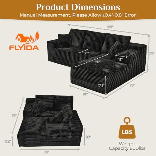 108" Boneless Cloud Sectional Couches - Image 2