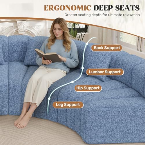 Luxanimarion Oversized Curved Cloud Couch, 6 Seater Modern Modular Sectional - Image 4