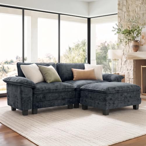 SUNSHINE VALLEY 3-Seat L Shaped Modular Cloud Couch Sectional Sofa Ottoman by SUNSHINEVALLEY