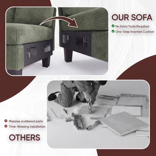 Furmax Sectional Couches for Living Room, Dark Green - Image 4