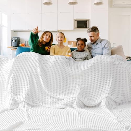 Bedsure Cooling Waffle Blanket for Hot Sleepers, Oversized King - Image 3