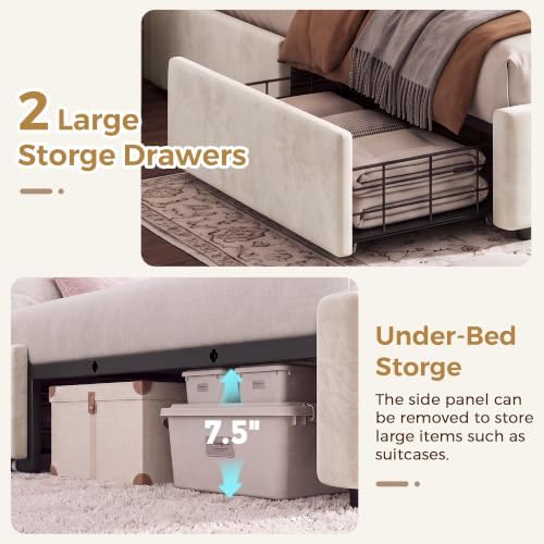 Jocoevol Queen LED Velvet Bed Frame - Image 7
