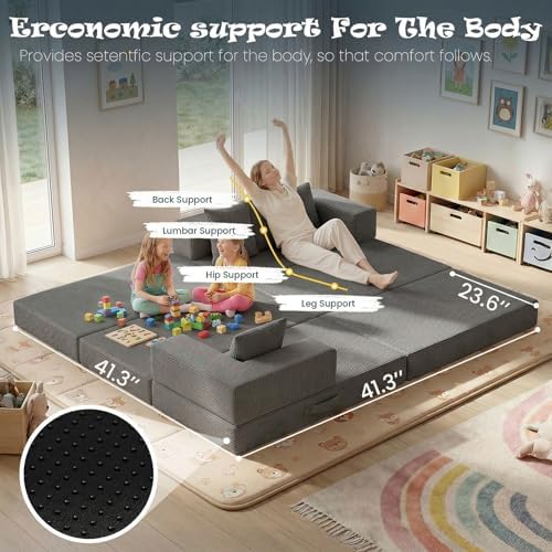 Modular Kids Play Couch, Convertible Toddler Sectional Sofa, Soft Cloud - Image 5