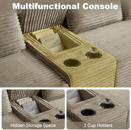 GNIXUU 140.6" Camel Boneless Cloud Sectional Couches - Image 5