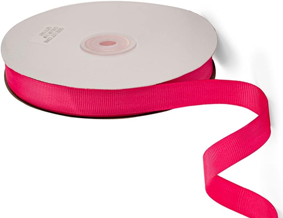 LIUYAXI 5/8" X 50 Yards Solid Hot Pink Grosgrain Ribbon, Perfect for Crafts, Wedding Decor, DIY Hair Accessories, Sewing, Gift Package Wrapping and More