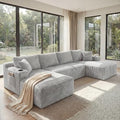 133" Modular Sectional Sofa, U-Shaped Boneless Couch, Light Grey by Unknown