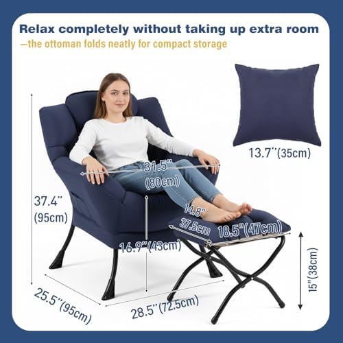 Lazy Chair with Ottoman, Comfy Reading Chair - Image 2
