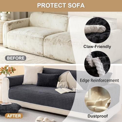 Soft Velvet Fuzzy Couch Covers Washable - Image 3