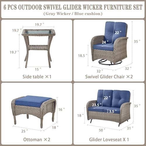 Belord 6 Pieces Wicker Patio Conversation Sets - Image 3