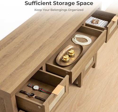 SICOTAS Rattan Vanity Home Office Desk 52" Vanity Table - Image 4