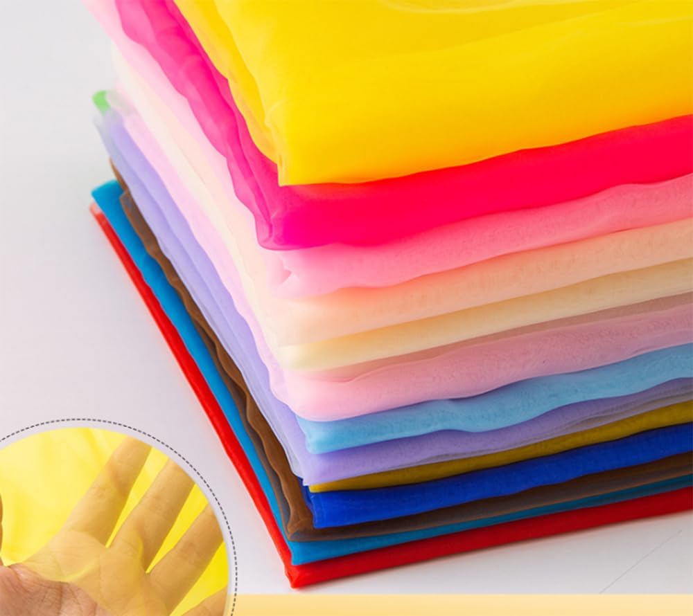 Organza Fabric 10 Yard Bridal Solid Sheer Bolt for Home Décor, Table Décor, Bridal, Fashion, Crafts, Decorations Silky Shiny Organza 44" - (10 Yard, Yellow)