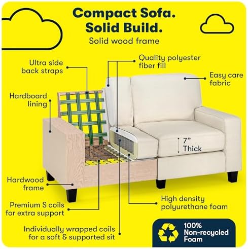 Serta Palisades 61" Track Arm Sofa, Easy Care Polyester, Soft Pillow Back - Image 5