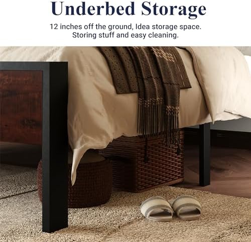Allewie King Size Bed Frame, Heavy Duty 12 Metal Slats Support - Image 5