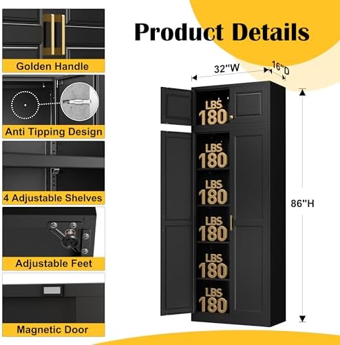 Steeloong 86"Metal Pantry Storage Cabinet - Image 3