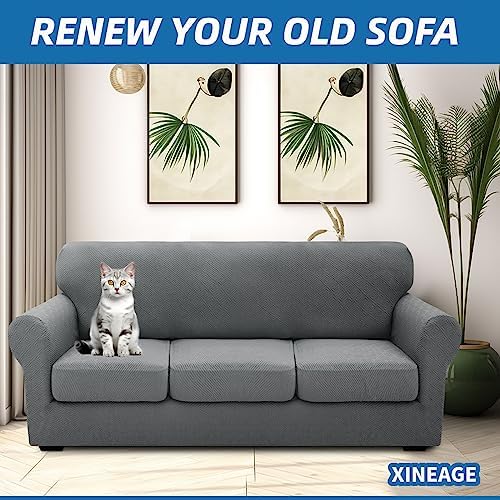 XINEAGE 4-Piece Stretch Sofa Cover, Washable Couch Covers - Image 4