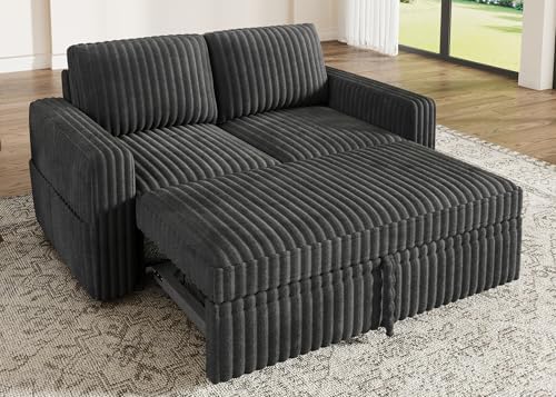 HONBAY Modular Pull Out Sofa Bed, Corduroy Loveseat, Couches by HONBAY
