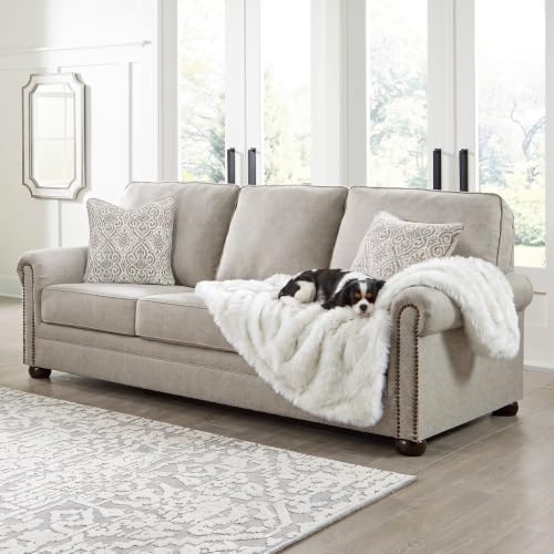 Signature Design by Ashley Beige Sofa, Nailhead Trim, No Assembly Required - Image 2