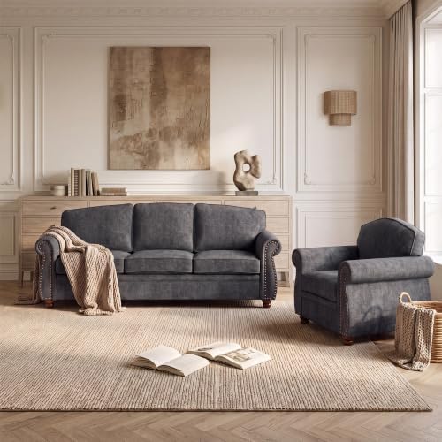 Traditional Chenille Couch Sofas - Image 7