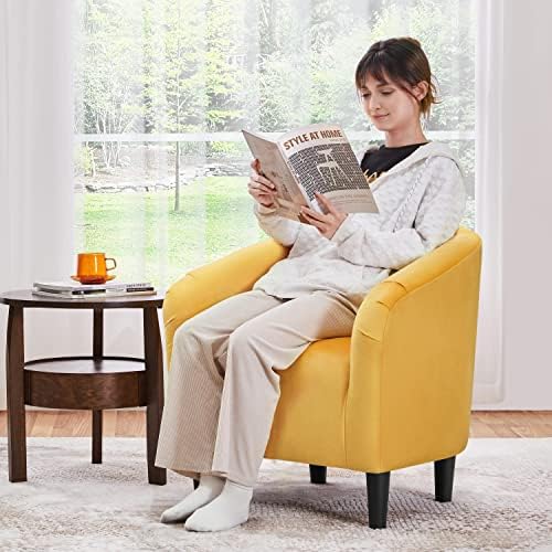 Topeakmart 25.5in Wide Small Velvet Barrel Accent Chair - Image 2
