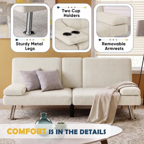 Furmax Corduroy Futon Sofa Bed, Adjustable Futon Couch - Image 4
