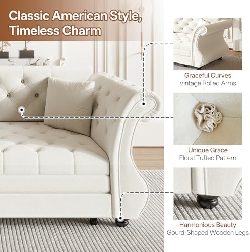 83.8" Velvet Pull-Out Chesterfield Sleeper Sofa Bed - Image 4