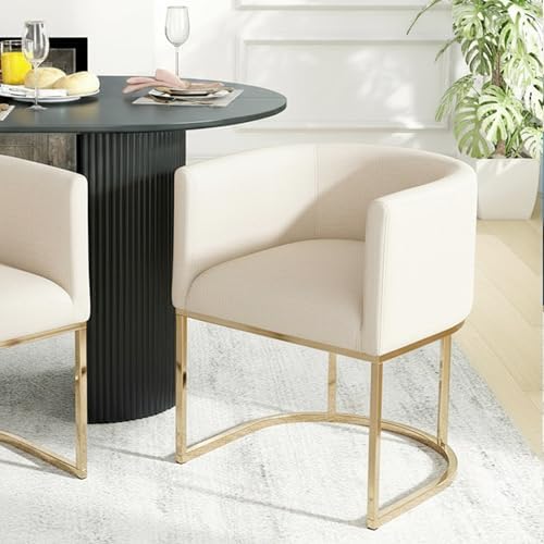 HNY Mid Century Modern Upholstered Barrel Dining Chair by HNY