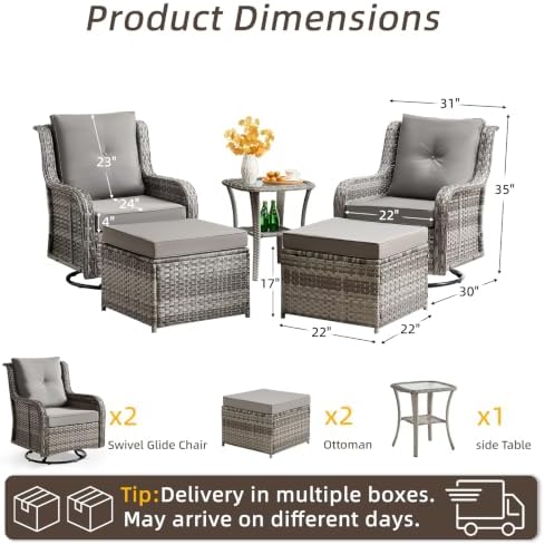 Wumiokio Patio Furniture Sets, Wicker Outdoor Furniture - Image 3