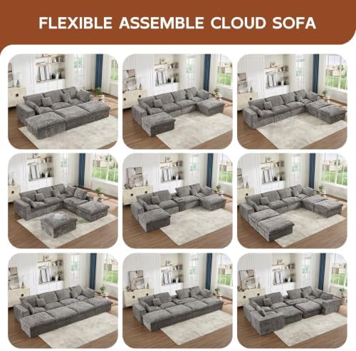117.5" Oversized Boneless Sleeper Couch, Deep Seat Modular Sectional Sofa Bed - Image 3