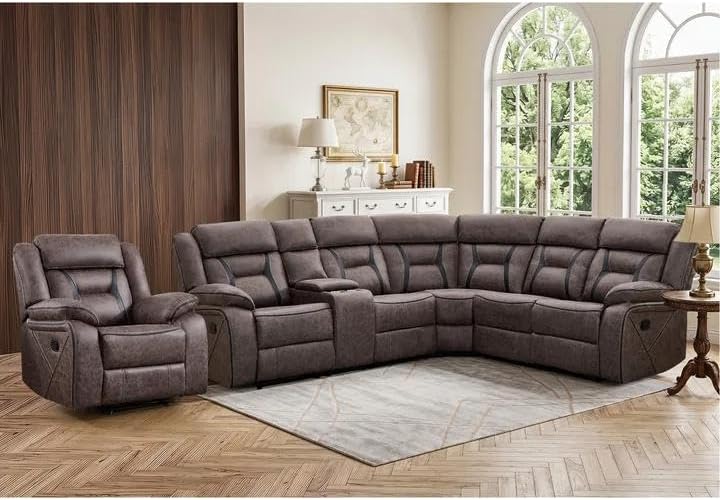 EBELLO Faux Leather Reclining Sectional Sofa Set by EBELLO