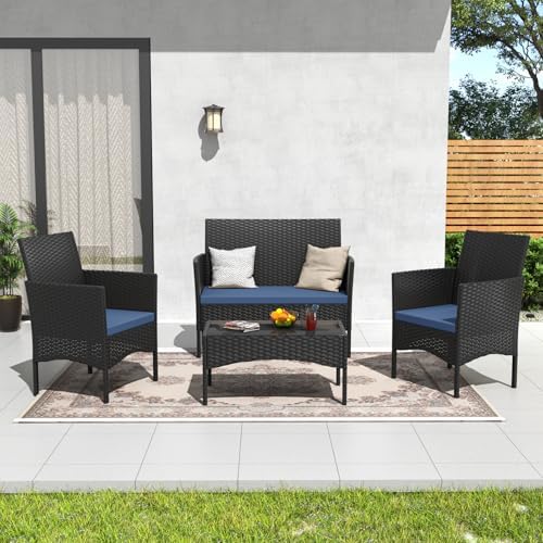 ALAULM 4 Pieces Patio Furnitrue Set Outdoor Patio Conversation Set Wicker - Image 6
